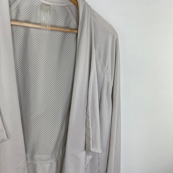 Zuda Z-Sol Drape Front Grey Cardigan Sweater Women's Size XX-Small XXS NWOT - Picture 5 of 8